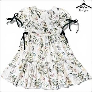 Edgehill Collection Mommy Me Girls 6 White Floral Dress Green Velvet Bow Easter